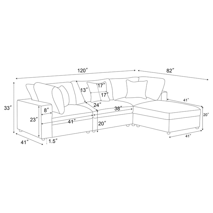 Serene 4-piece Upholstered Modular Sectional Sofa Beige