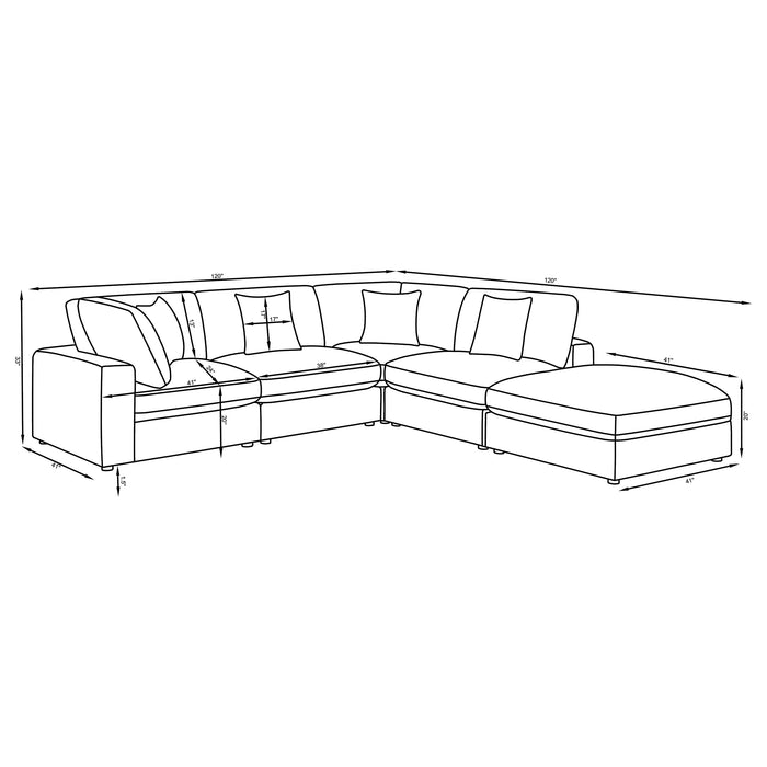 Beige Serene 5-piece upholstered modular sectional sofa by CoasterEveryday