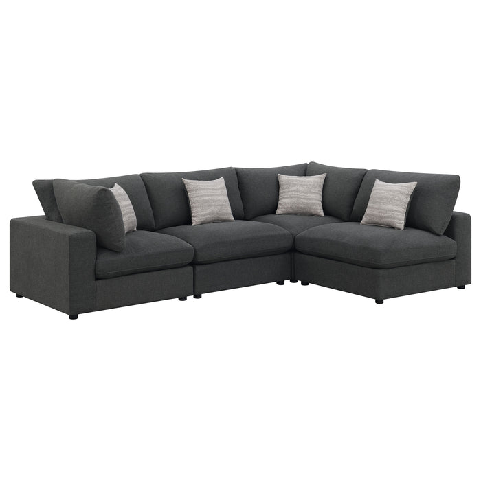 CoasterEssence Serene 4-piece upholstered modular sectional sofa in charcoal gray