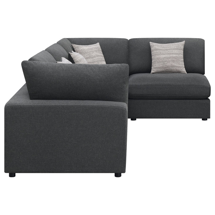 Serene 4-piece upholstered modular sectional sofa in charcoal by CoasterEssence