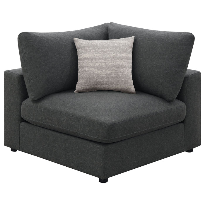 Charcoal CoasterEssence Serene 4-piece upholstered modular sectional sofa with plush seating and chaise lounge