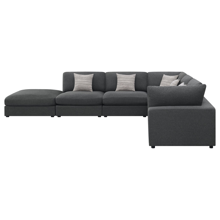 CoasterEssence Serene 6-piece upholstered modular sectional sofa in charcoal gray configuration