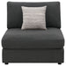 CoasterEssence Serene upholstered armless chair in charcoal fabric with a compact, modern design