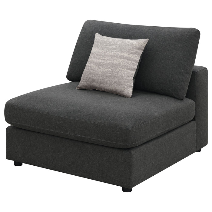 Serene upholstered armless chair in charcoal by CoasterEssence against a plain background