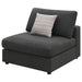 Serene upholstered armless chair in charcoal by CoasterEssence against a plain background