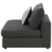 CoasterEssence Serene upholstered armless chair in charcoal fabric with a modern low-profile design