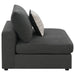 CoasterEssence Serene charcoal upholstered armless chair with a sleek, comfortable design