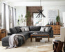 CoasterEssence Serene upholstered armless chair in charcoal fabric, front view
