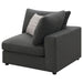 Serene Upholstered Corner charcoal furniture by CoasterEssence facing left