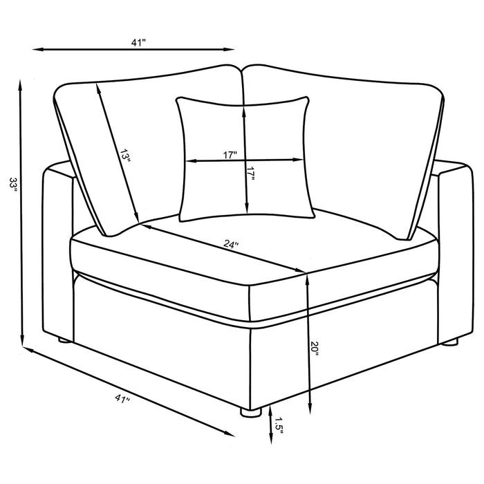 Serene Upholstered Corner charcoal furniture by CoasterEssence in a soft upholstered design