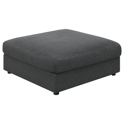 CoasterEssence Serene Square upholstered ottoman in charcoal fabric with cushioned top