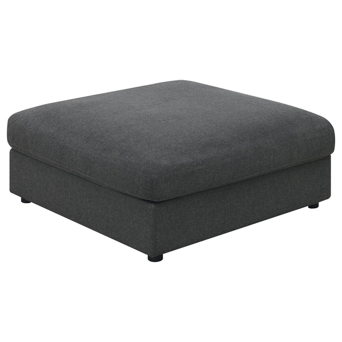 CoasterEssence Serene Square upholstered ottoman in charcoal fabric with cushioned top