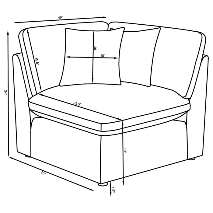 Hobson 5-piece Upholstered Modular Sectional Sofa Ivory