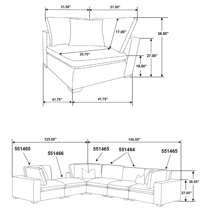 Lakeview 6-piece Upholstered Modular Sectional Chocolate