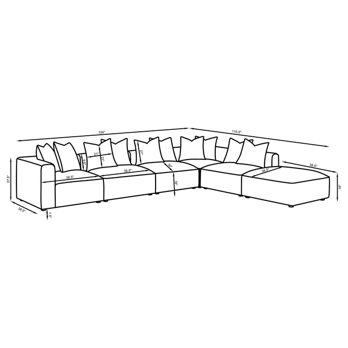 Jennifer 6-piece Upholstered Modular Sectional Terracotta