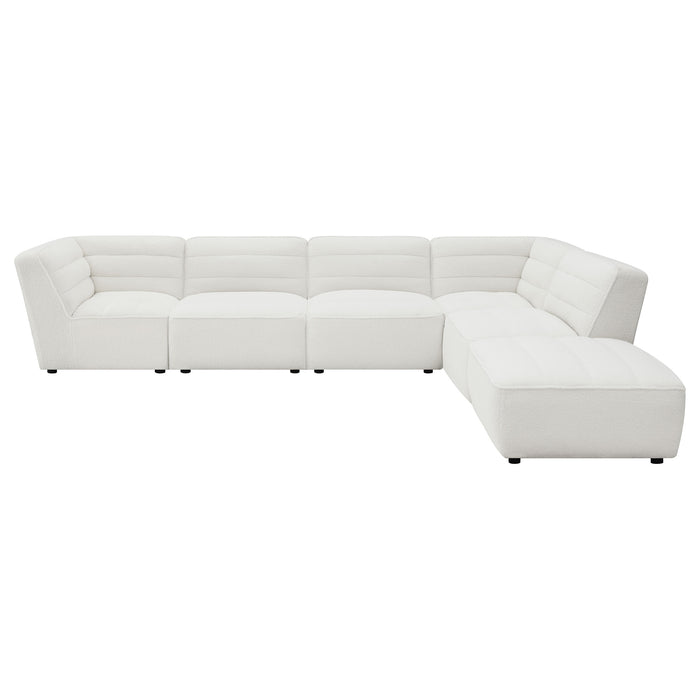 Sunny 6-piece Upholstered Modular Sectional Sofa Ivory Sherpa