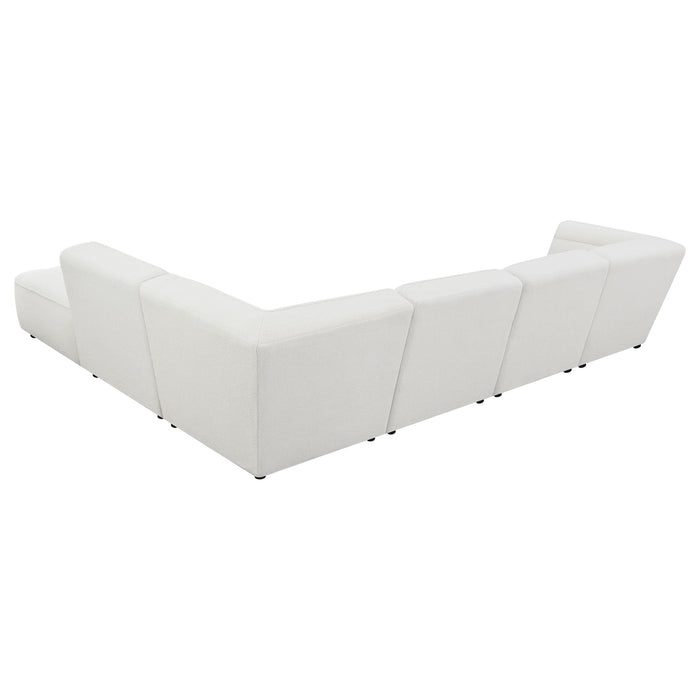 Sunny 6-piece Upholstered Modular Sectional Sofa Ivory Sherpa