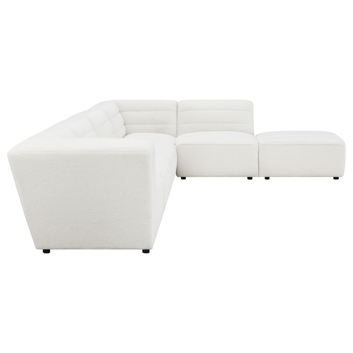 Sunny 6-piece Upholstered Modular Sectional Sofa Ivory Sherpa