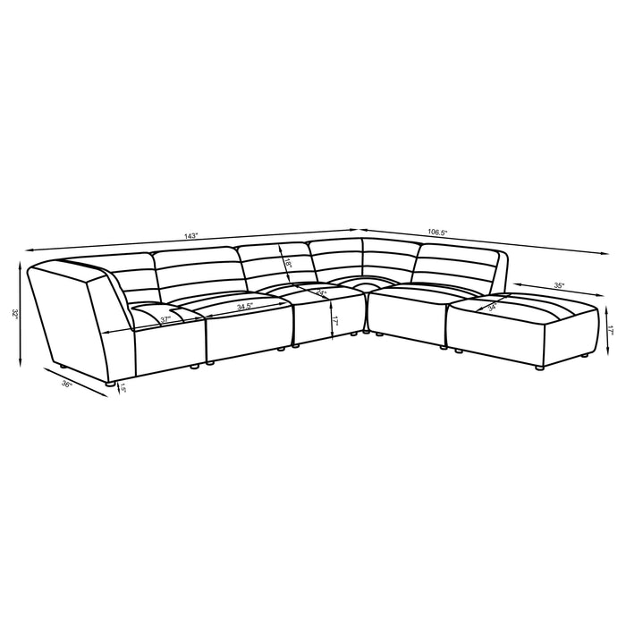 Sunny 6-piece Upholstered Modular Sectional Sofa Ivory Sherpa