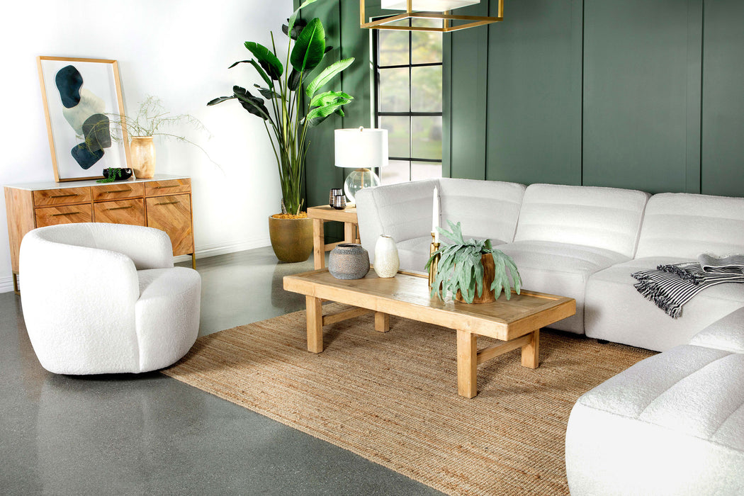 Sunny Upholstered Armless Chair Ivory Sherpa