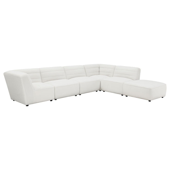 Sunny Square Upholstered Ottoman Ivory Sherpa