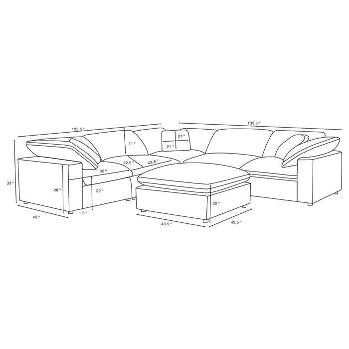 Raleigh 6-piece boucle upholstered modular sectional in ivory by CoasterEveryday