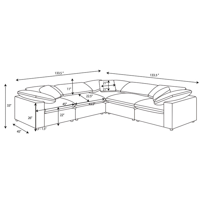 Raleigh 5-piece boucle upholstered modular sectional in ivory by CoasterEveryday