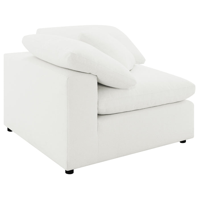 Raleigh ivory boucle upholstered corner chair by CoasterEveryday