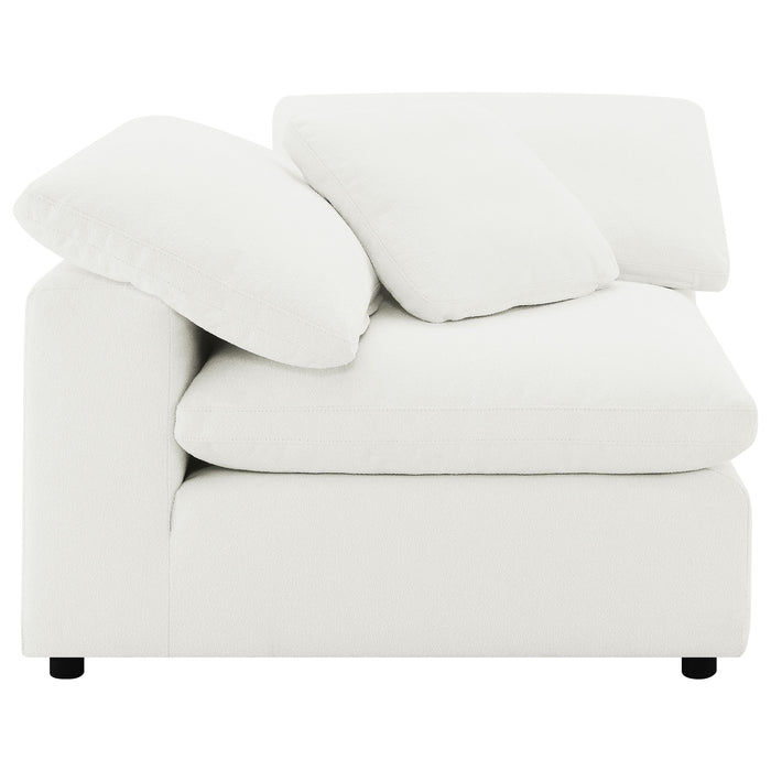CoasterEveryday Raleigh ivory boucle upholstered corner chair with soft textured fabric and spacious seating