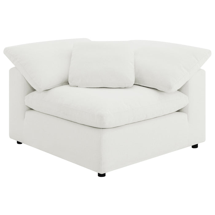 Raleigh ivory boucle upholstered corner chair by CoasterEveryday