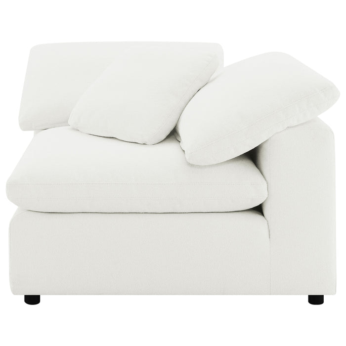 Raleigh boucle upholstered corner chair in ivory by CoasterEveryday