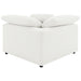 CoasterEveryday Raleigh boucle upholstered corner chair in ivory with a textured fabric finish