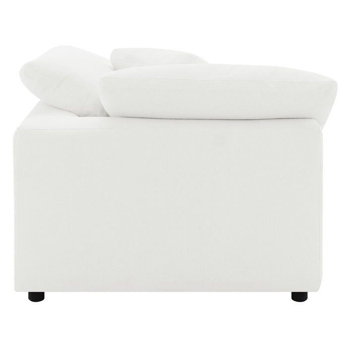 Raleigh boucle upholstered corner chair in ivory by CoasterEveryday