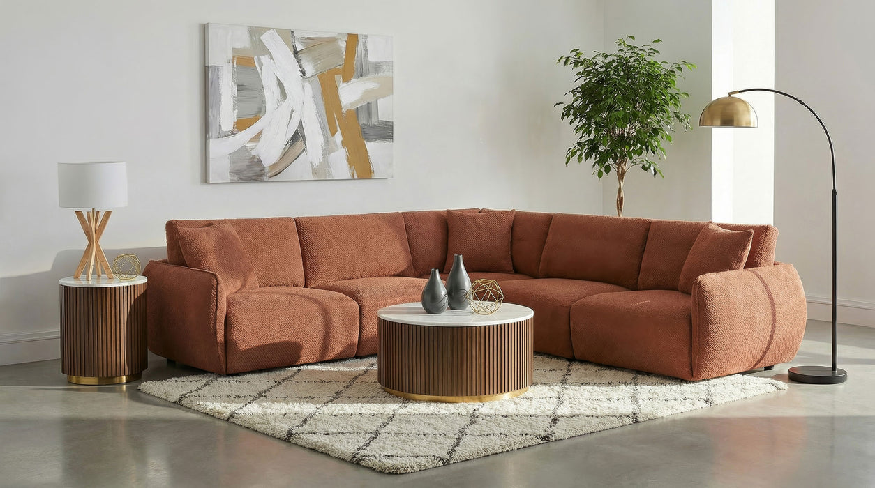 Elysia Fabric Upholstered Modular Armless Chair Coral