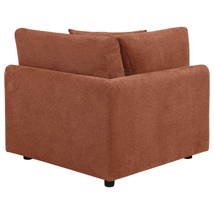 Elysia Chenille Upholstered Modular Corner Chair Coral