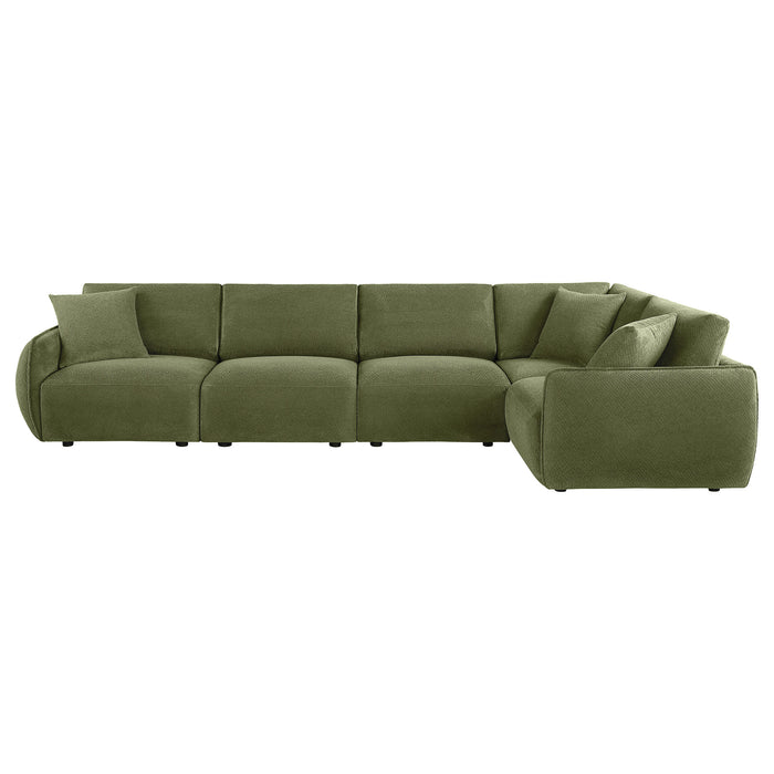 Elysia 5-piece Chenille Upholstered Modular Sectional Sofa Green