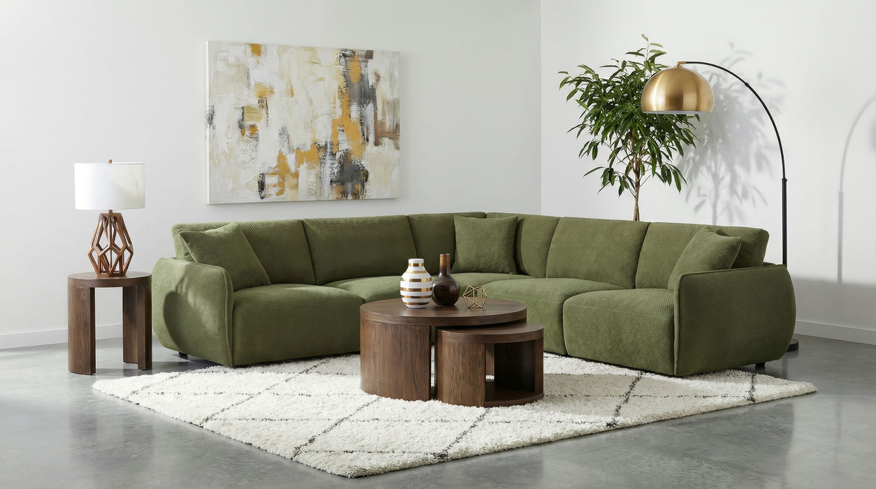 Elysia Chenille Upholstered Modular LAF Chair Green