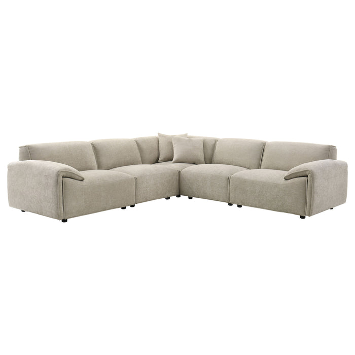 Beige CoasterEveryday Crane 5-piece modular sectional sofa with spacious seating and contemporary design