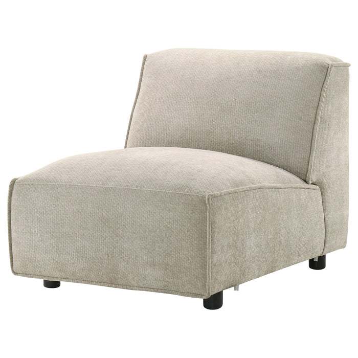 Crane Modular Armless Chair in beige by CoasterEveryday, shown from a front angle