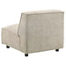 CoasterEveryday Crane modular armless chair in beige upholstery, shown from a side angle