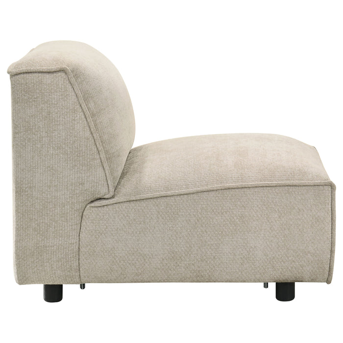 CoasterEveryday Crane modular armless chair in beige upholstery with a clean, modern design