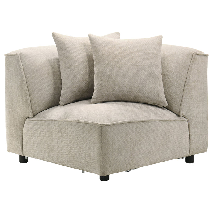 Crane modular corner chair in beige by CoasterEveryday, showing a plush upholstered corner seat