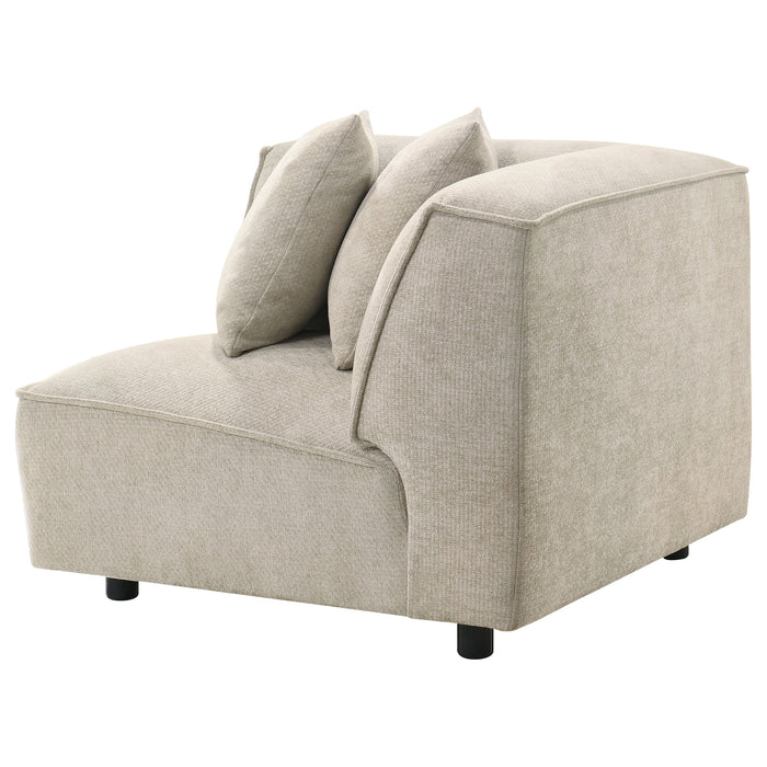 Beige CoasterEveryday Crane modular corner chair with a contemporary upholstered design