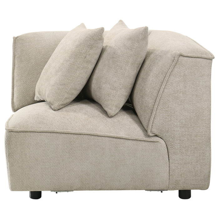 Crane modular corner chair in beige by CoasterEveryday, upholstered furniture with a spacious corner design