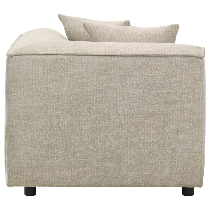 CoasterEveryday Crane modular corner chair in beige upholstery, side view