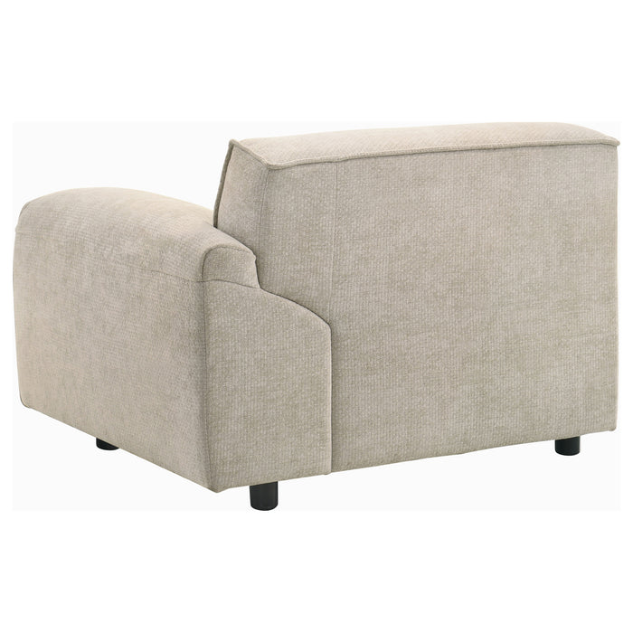 Crane Modular RAF chair in beige by CoasterEveryday, upholstered furniture with right-arm-facing design