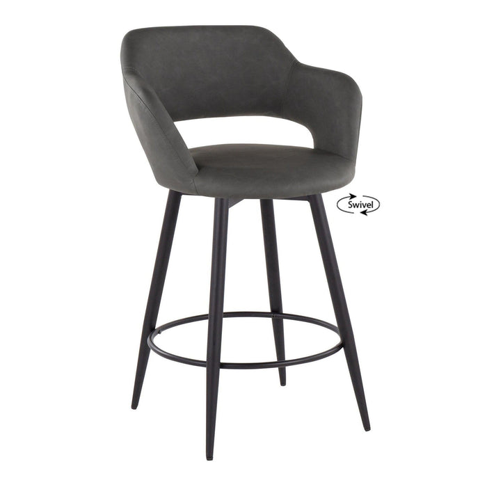 Margarite - 26" Fixed-Height Counter Stool With Swivel - Matte Black Metal (Set of 2)
