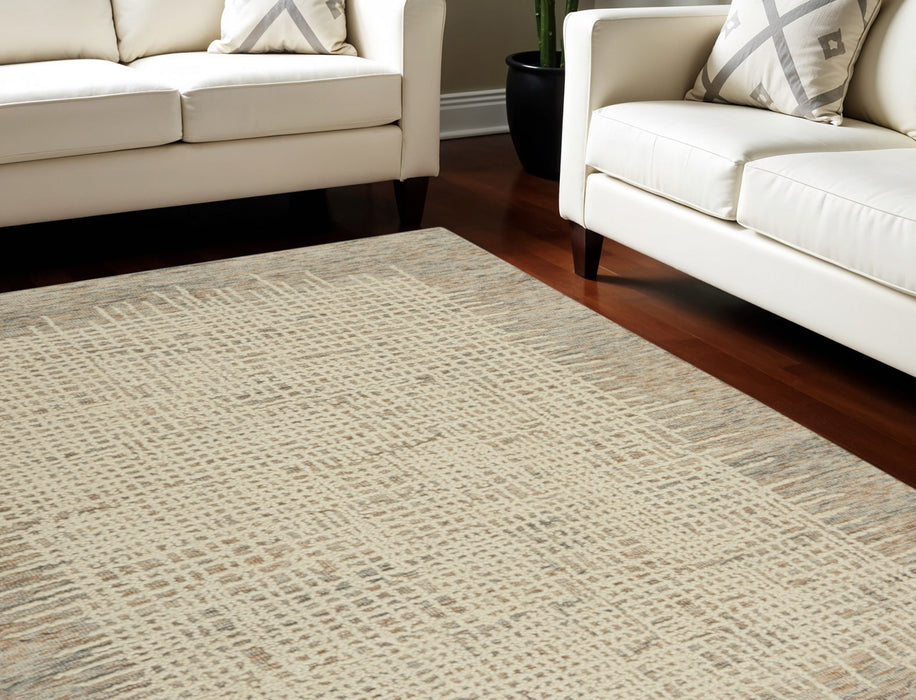 8' X 10' Wool Abstract Area Rug - Beige / Tan