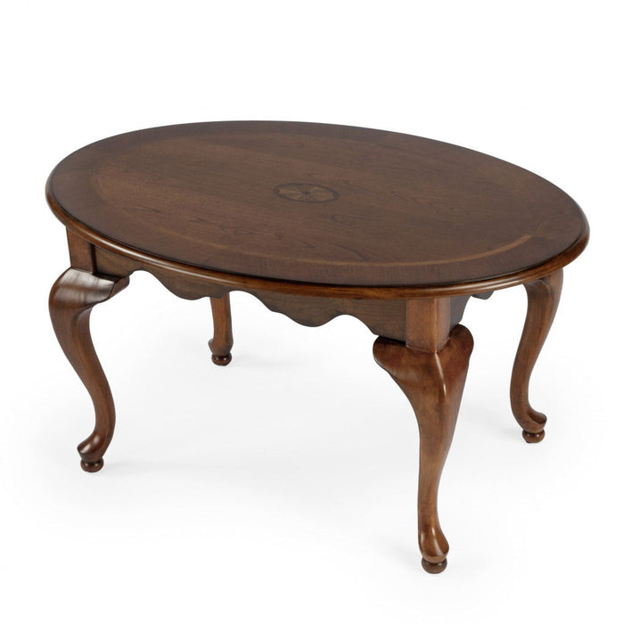 Oval Distressed Coffee Table - Olive Ash