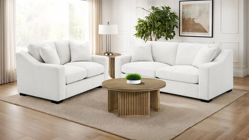 CoasterEveryday Ashlyn 2-piece upholstered track arm sofa set in sand fabric